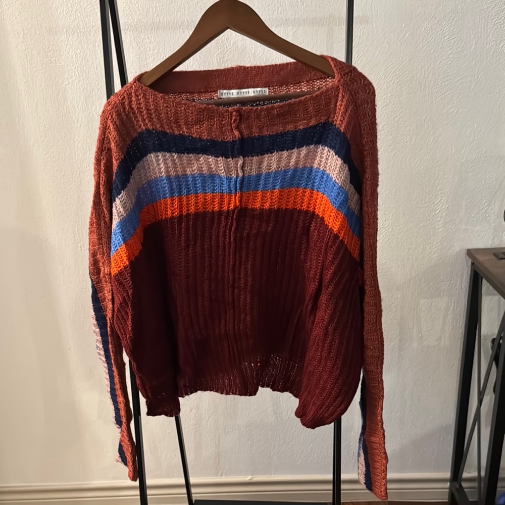 Striped Knit Sweater in Red and Blue